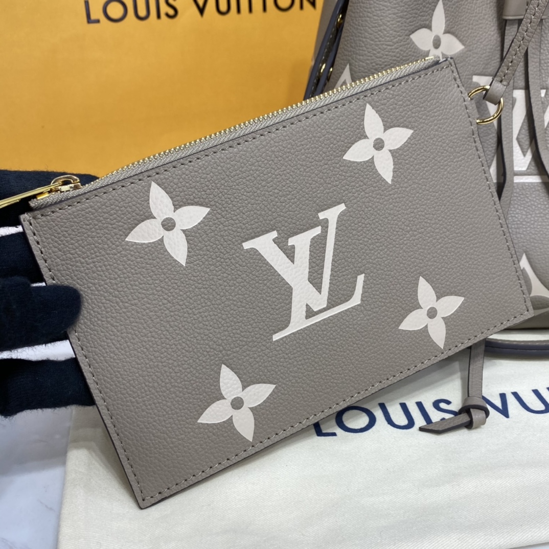 Louis Vuitton NEONOE MM Bucket Bag Grained Leather M45555 Dove/Cream